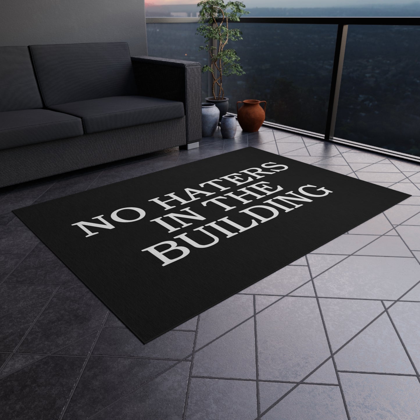 No Haters In The Building Rug Great housewarming Gift No Haters In The Building Outdoor Welcome Mat