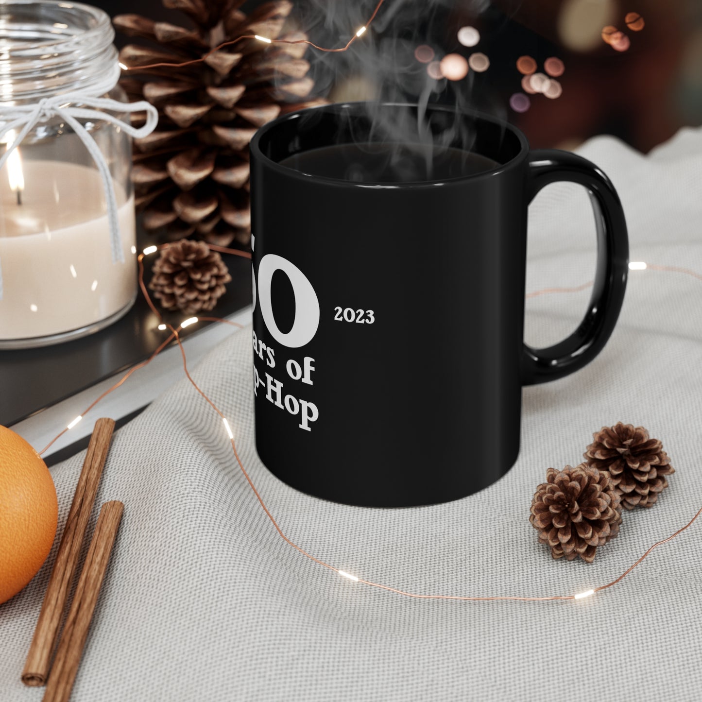 50 years of Hip-Hop 11oz Black Mug Great housewarming Gift, Rap Mug, Hip Hop Gift