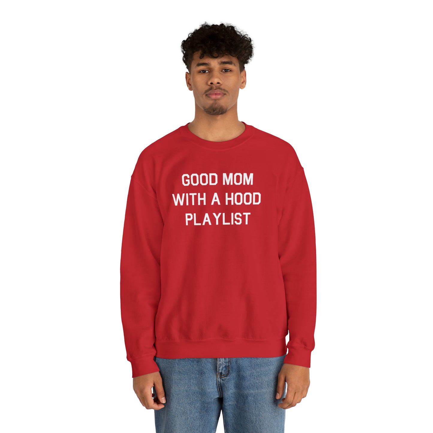 Good Mom With A Hood Playlist Crewneck Sweatshirt for a Good Mom