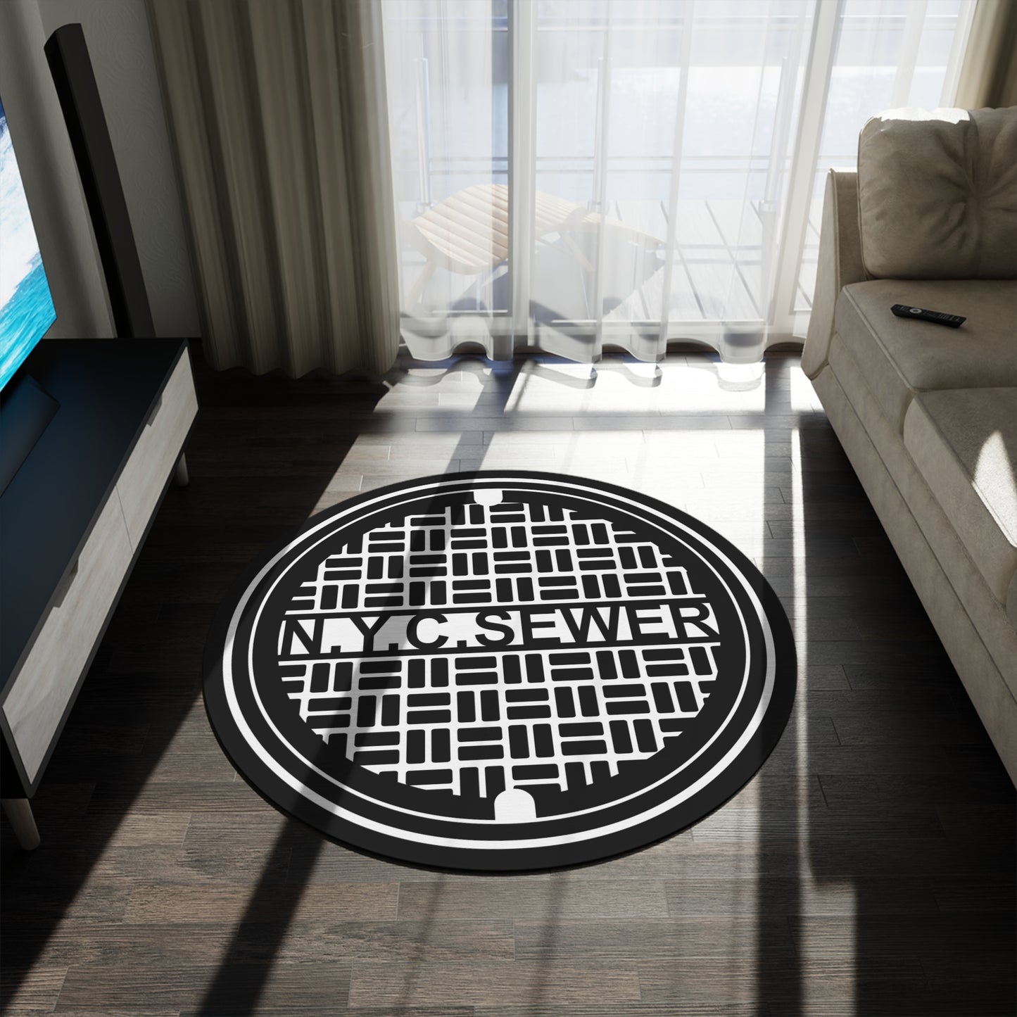 N.Y.C. Sewer Round Rug