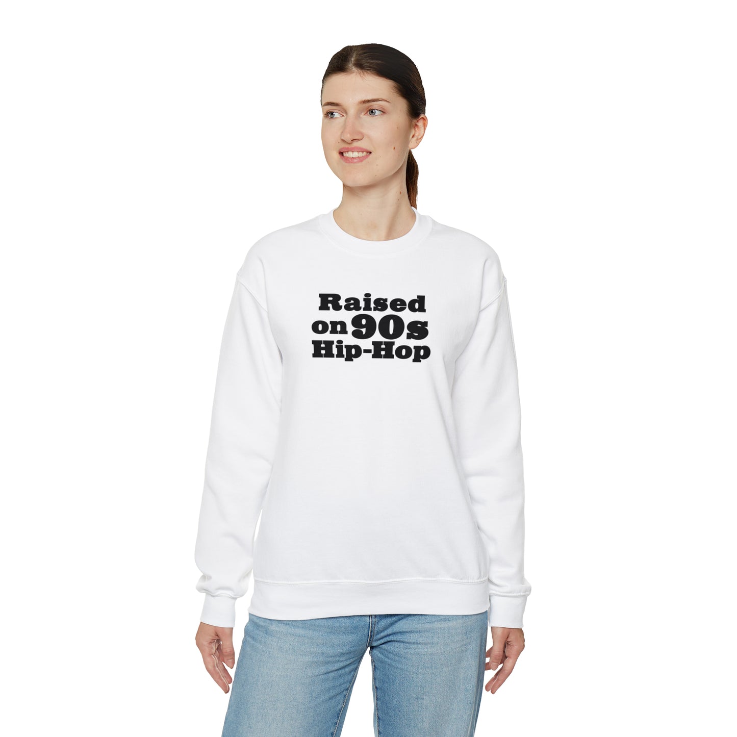 Raised on 90s Hip-Hop Crewneck Sweatshirt for 90s Hip-Hop Lover