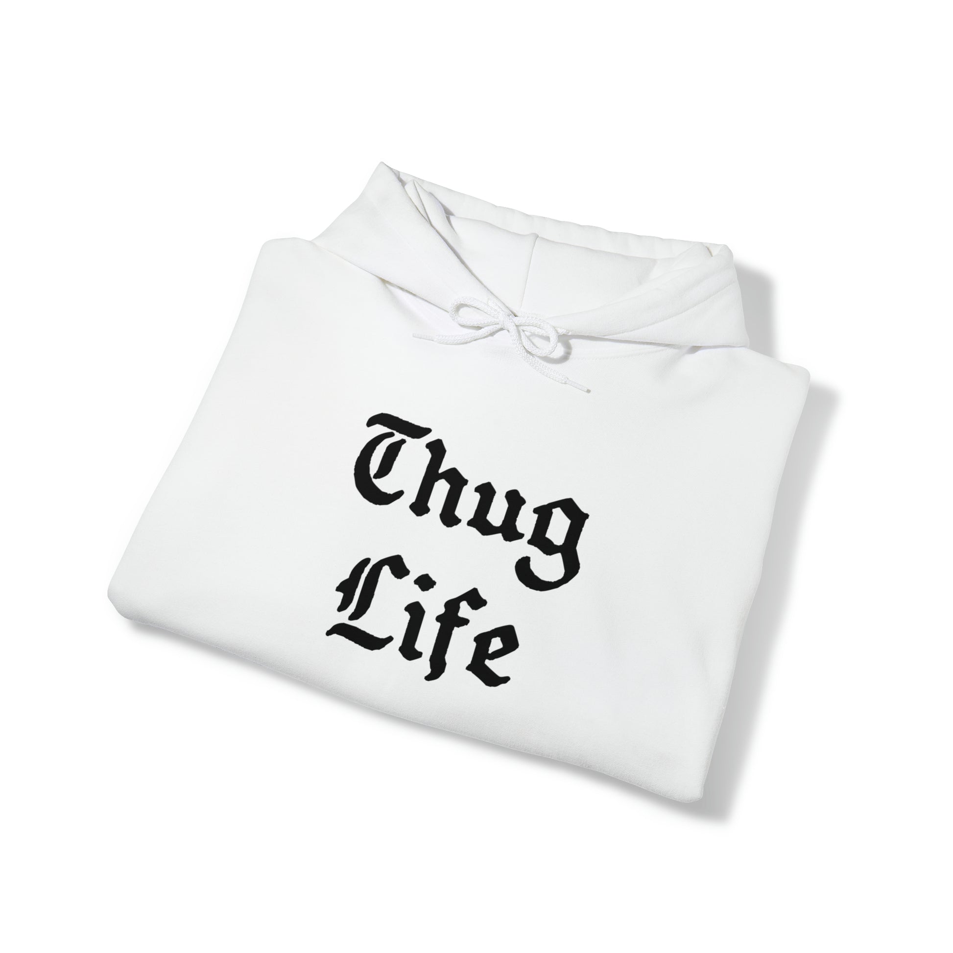 White Thug Life Hoodie Folded