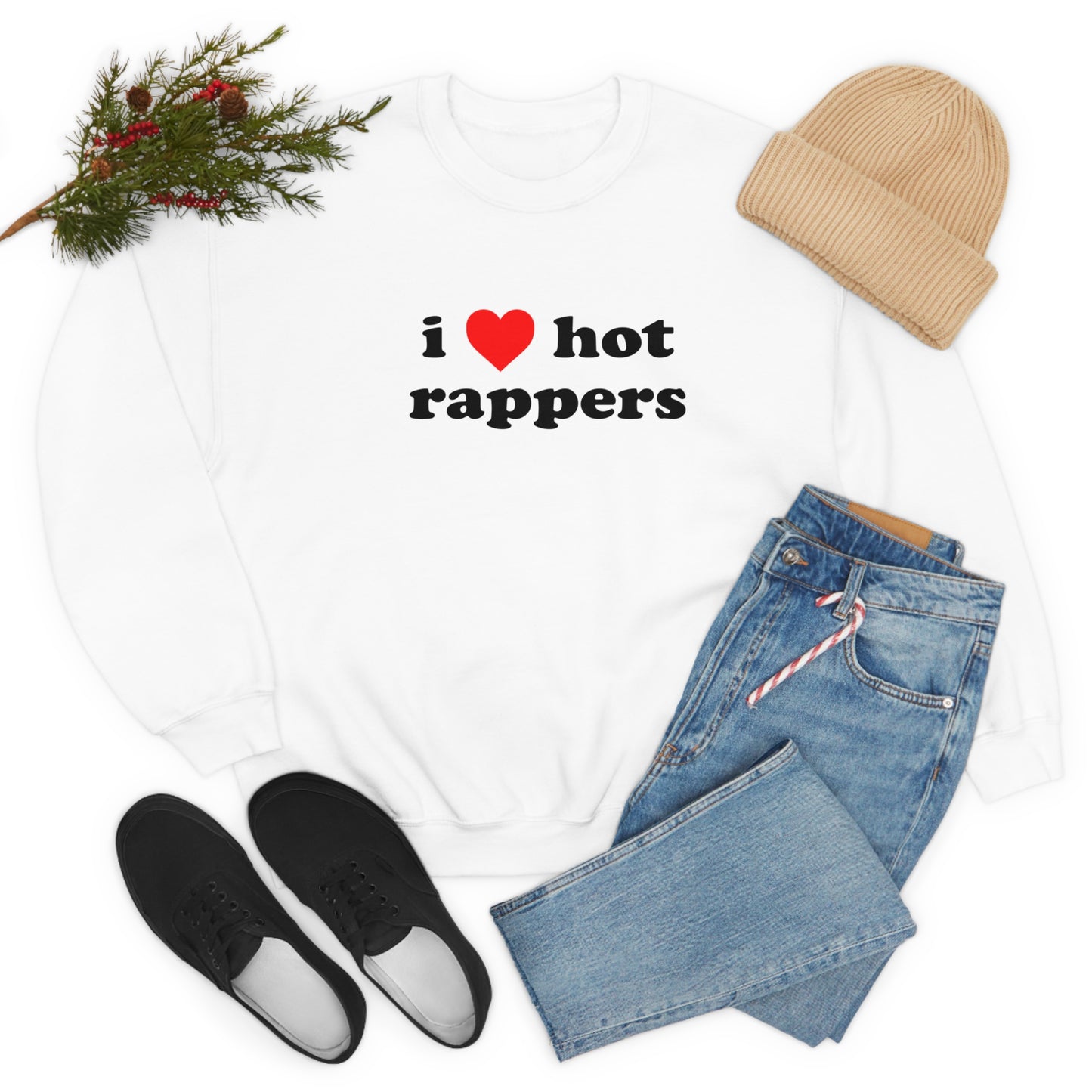 i love hot rappers Crewneck Sweatshirt