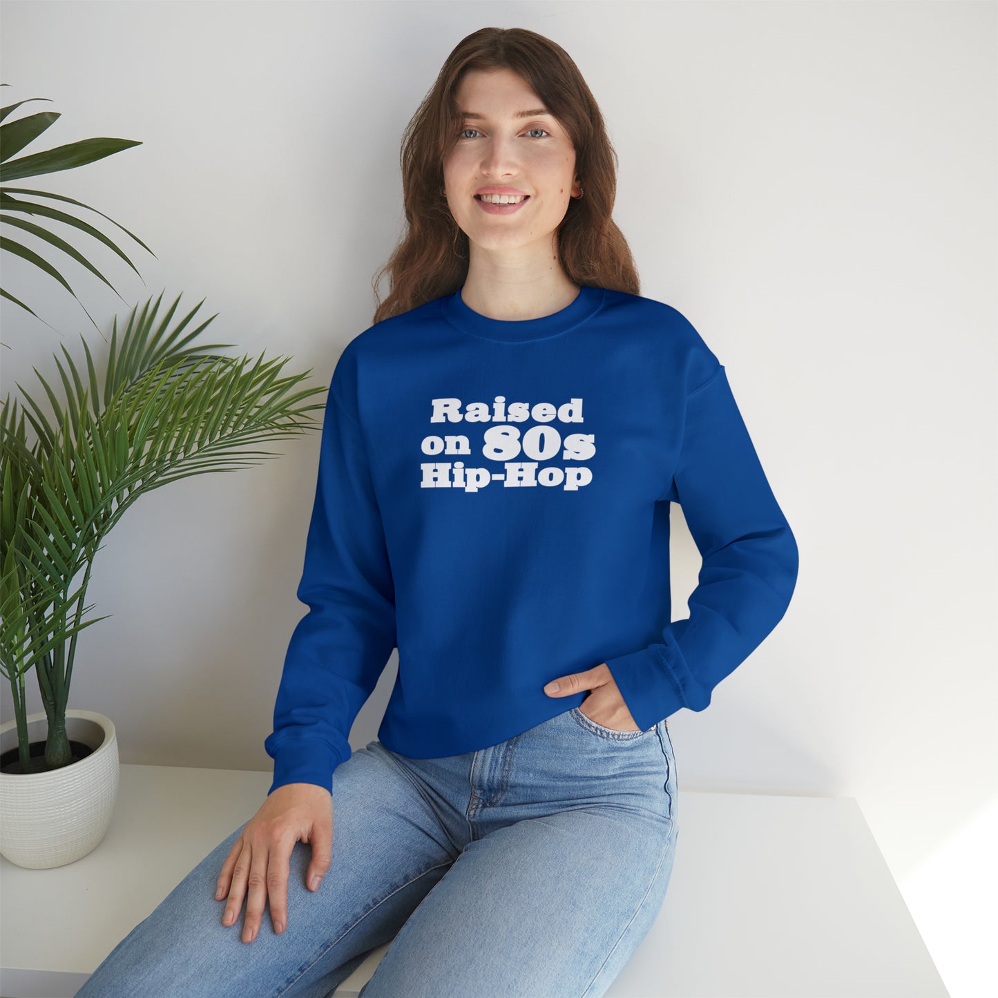 Raised on 80s Hip-Hop Crewneck Sweatshirt for 80s Hip-Hop Lover