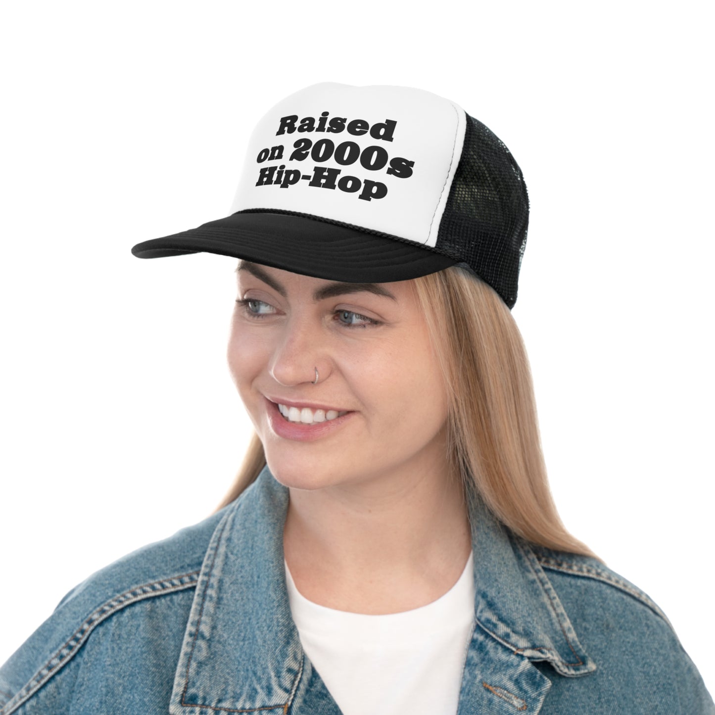 Raised on 2000s Hip-Hop Snapback Trucker Hat Great gift for a 2000s Hip-Hop & Rap Lover Hat