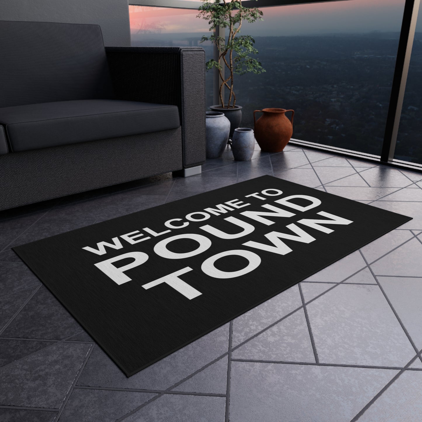 Welcome to Pound Town Rug Great Gift for a friend, Funny Mat Rug