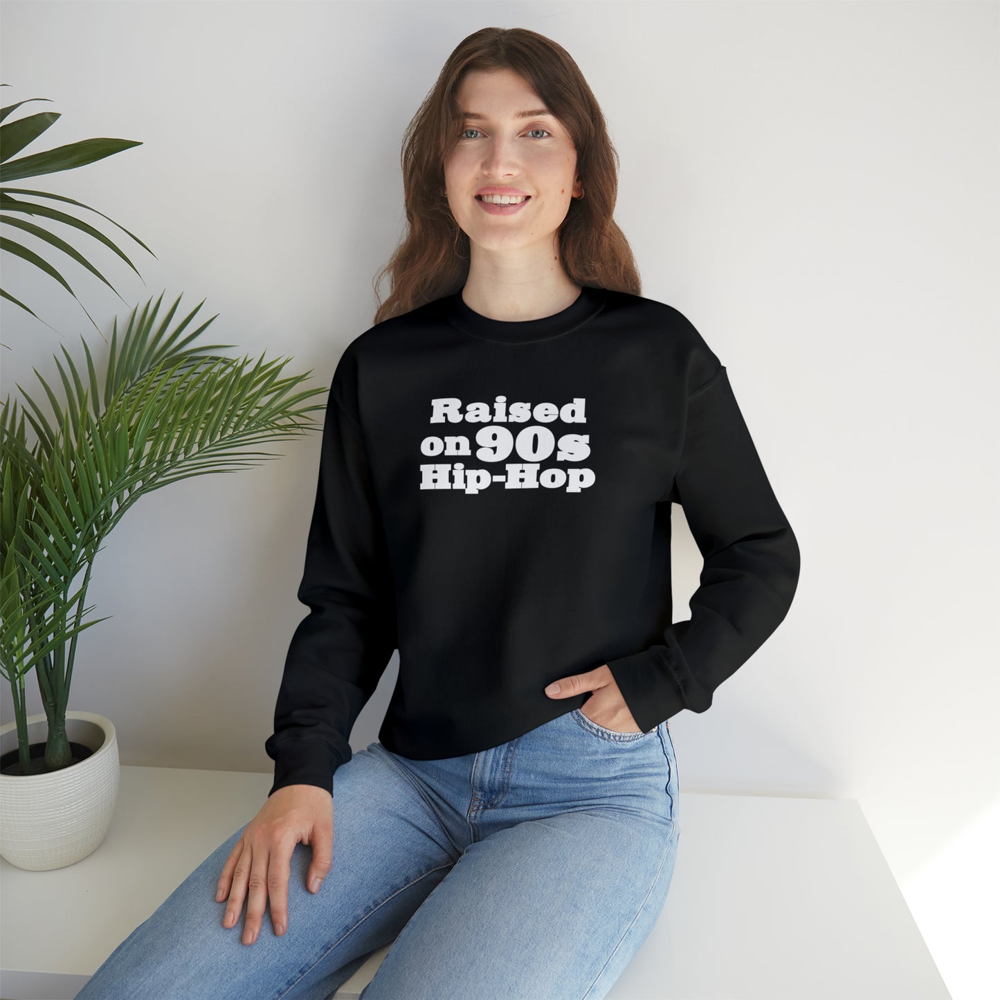 Raised on 90s Hip-Hop Crewneck Sweatshirt for 90s Hip-Hop Lover