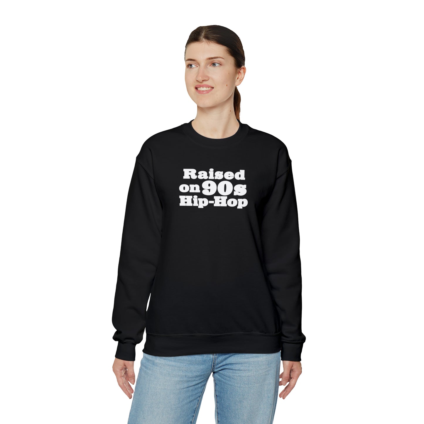 Raised on 90s Hip-Hop Crewneck Sweatshirt for 90s Hip-Hop Lover