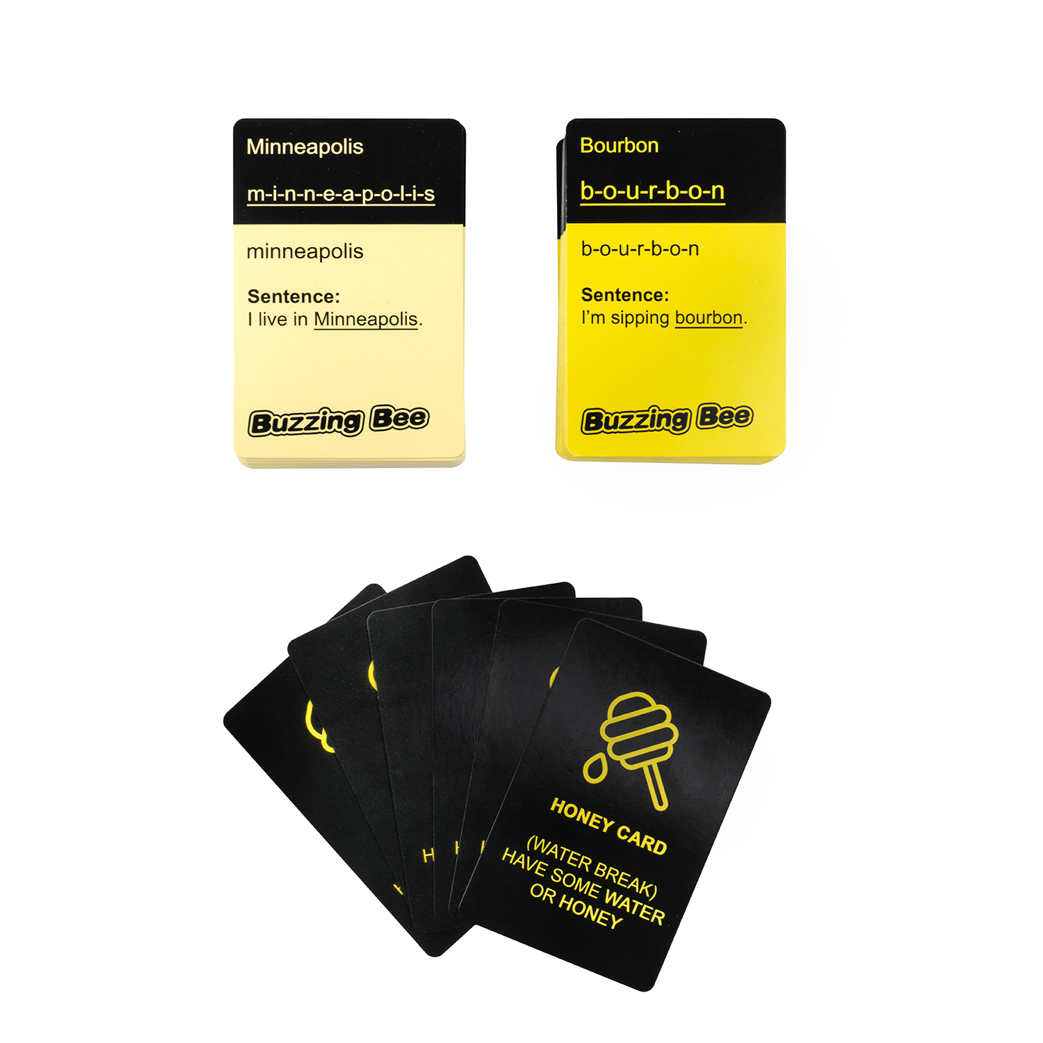 Buzzing Bee: Adult Drinking & Spelling Game Cards