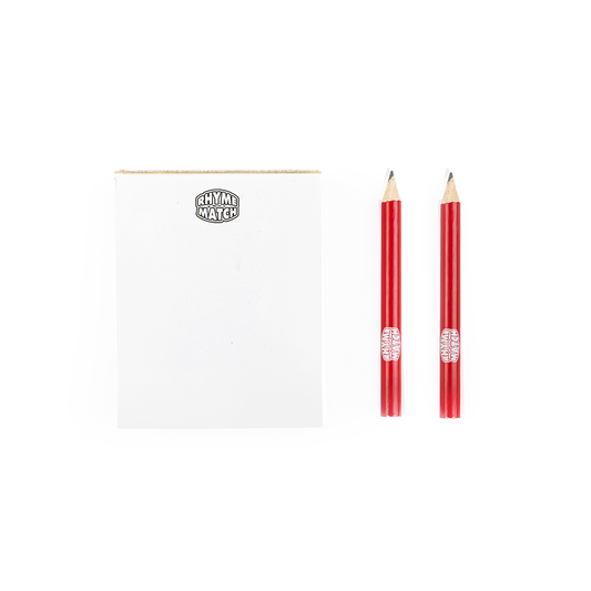 Rhyme Match: Fast Thinking Rhyming Game Notepad and Pencils